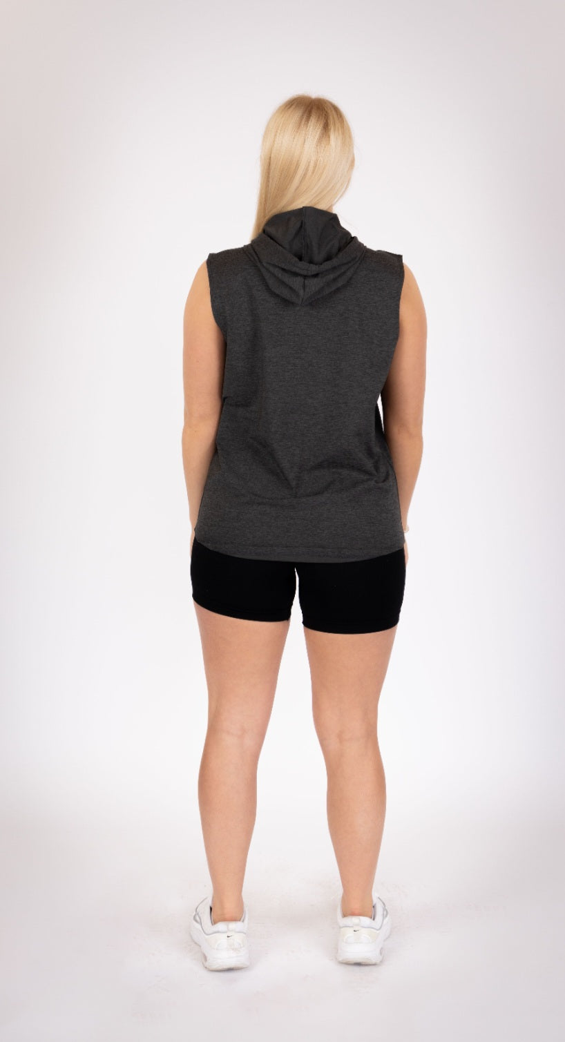 No Plateau Unisex Loose-Fitting Hooded Vest | Quick-Dry (Dark Grey)