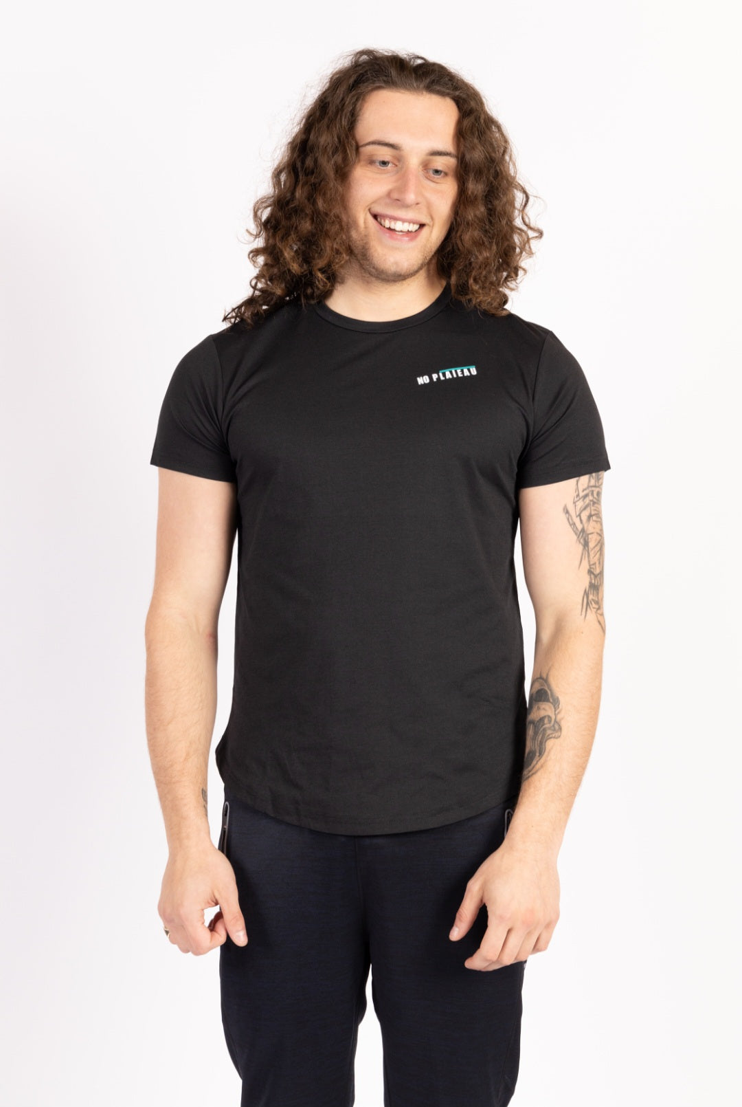 No Plateau Men’s Stretch Tee | Quick-Dry, Moisture-Wicking(Black)