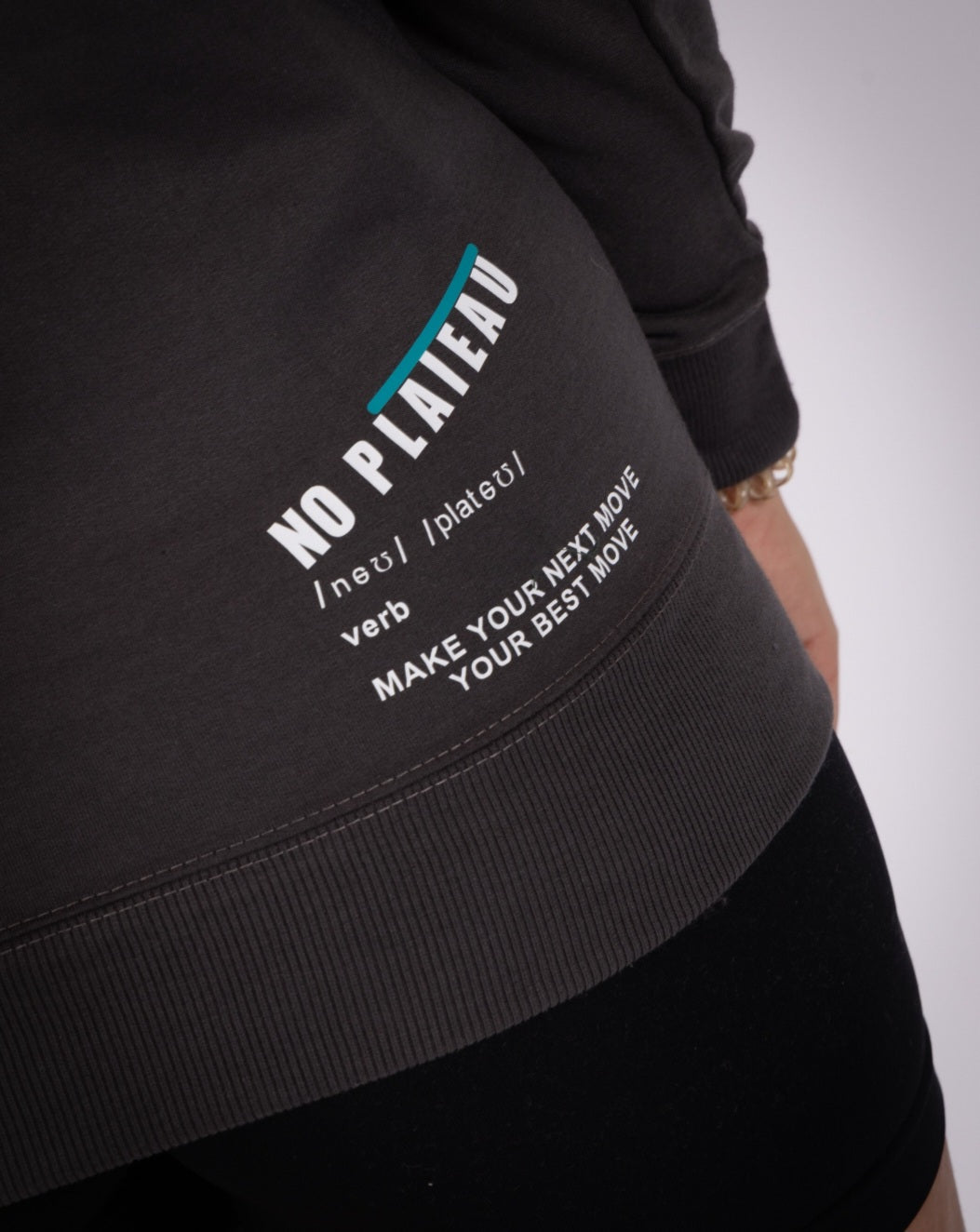 No Plateau Definition Hoodie in Black— Detailing view