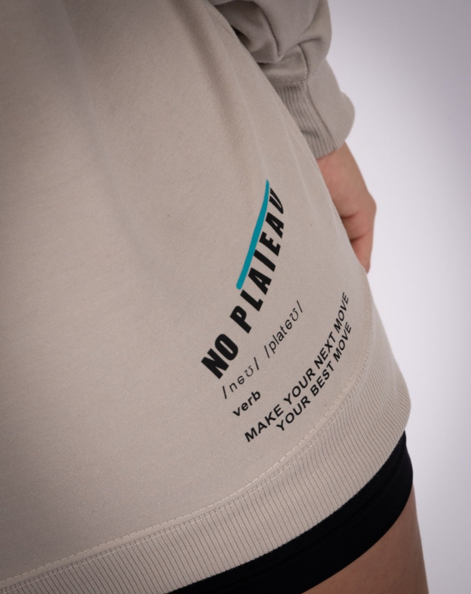 No Plateau Definition Hoodie in Cream—Detailing view