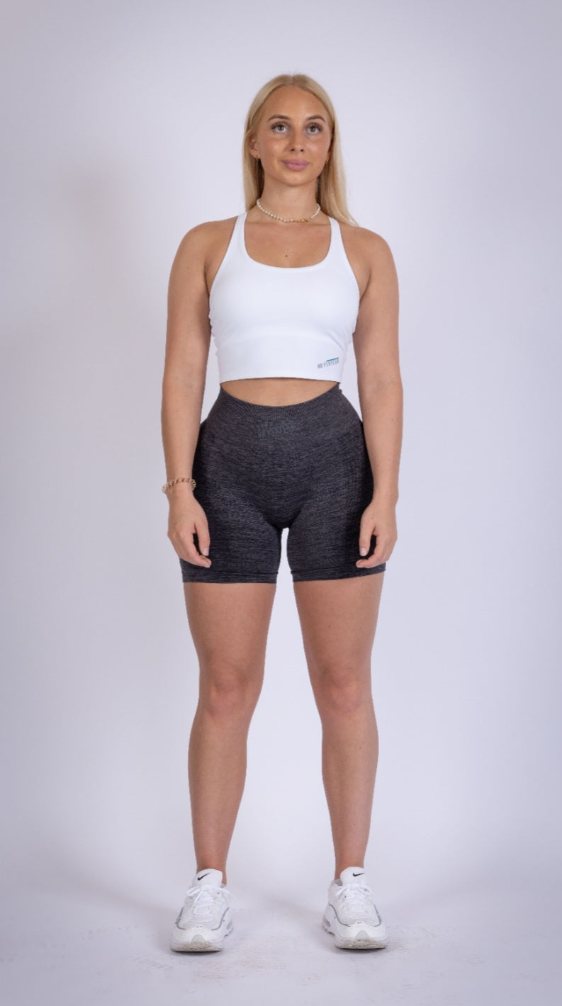 No Plateau Snug Physique Shorts in Dark Grey Mottled – front view