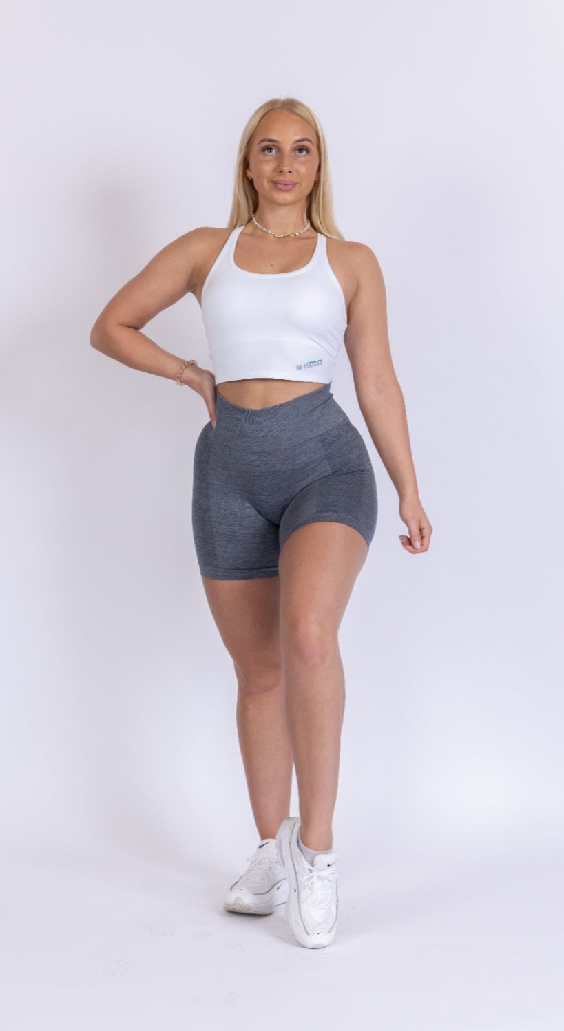 No Plateau Snug Physique Shorts in Light Grey Mottled – front pose view
