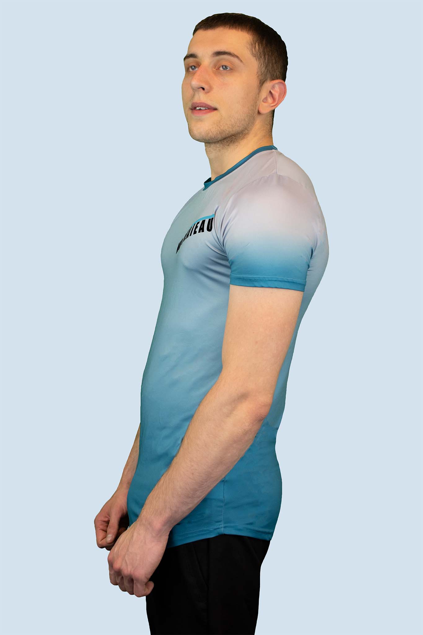 No Plateau Ombre Blue Long Line T-Shirt | Moisture-Wicking